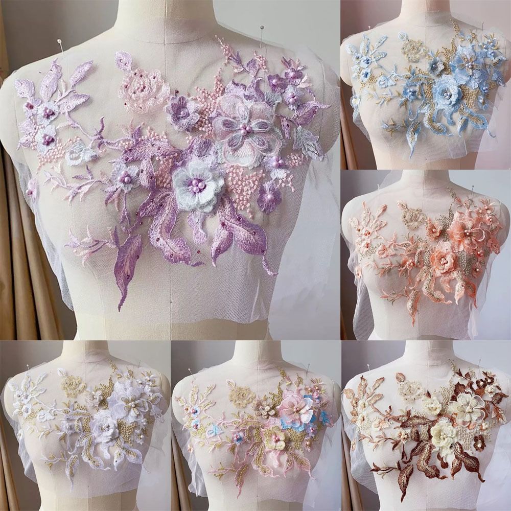 3D Flowers Beaded Lace Fabrics - đánh giá và giá Applique Patch Flower